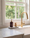 ZAVO - Handcrafted Turkish Rosa Levanto Marble Soap Dispenser with Gold Pump - Ø3.0 x H4.7 in