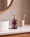 ZAVO - Handcrafted Turkish Rosa Levanto Marble Soap Dispenser with Gold Pump - Ø3.0 x H4.7 in