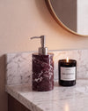 ZAVO - Handcrafted Turkish Rosa Levanto Marble Soap Dispenser with Silver Pump - Ø3.0 x H4.7 in