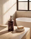 ZAVO - Handcrafted Turkish Rosa Levanto Marble Soap Dispenser with Silver Pump - Ø3.0 x H4.7 in