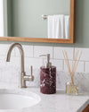 ZAVO - Handcrafted Turkish Rosa Levanto Marble Soap Dispenser with Silver Pump - Ø3.0 x H4.7 in