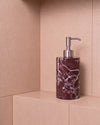 ZAVO - Handcrafted Turkish Rosa Levanto Marble Soap Dispenser with Silver Pump - Ø3.0 x H4.7 in