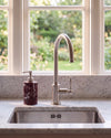 ZAVO - Handcrafted Turkish Rosa Levanto Marble Soap Dispenser with Silver Pump - Ø3.0 x H4.7 in