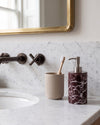 ZAVO - Handcrafted Turkish Rosa Levanto Marble Soap Dispenser with Silver Pump - Ø3.0 x H4.7 in