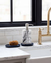 ZAVO - Handcrafted Turkish Lilac Marble Soap Dispenser with Silver Pump - Ø3.0 x H4.7 in