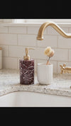 ZAVO - Handcrafted Turkish Rosa Levanto Marble Soap Dispenser with Gold Pump - Ø3.0 x H4.7 in